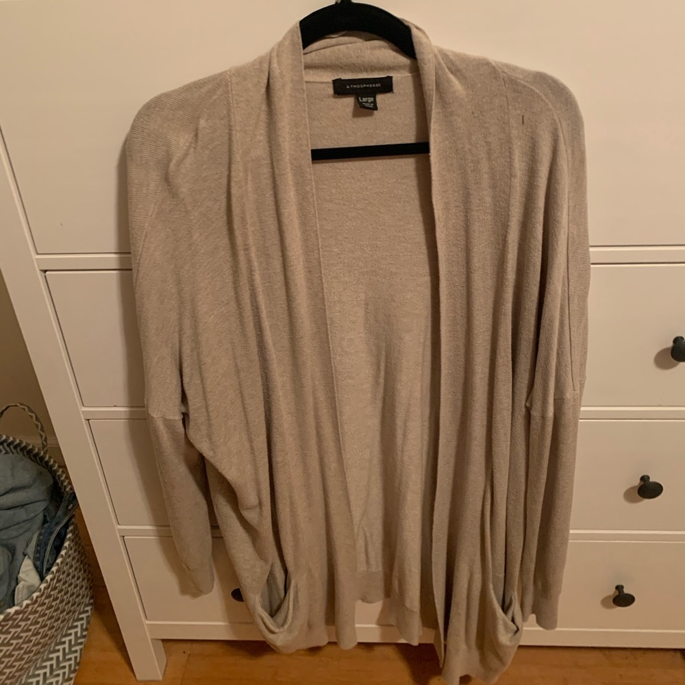 Atmosphere beige shawl neck cardigan